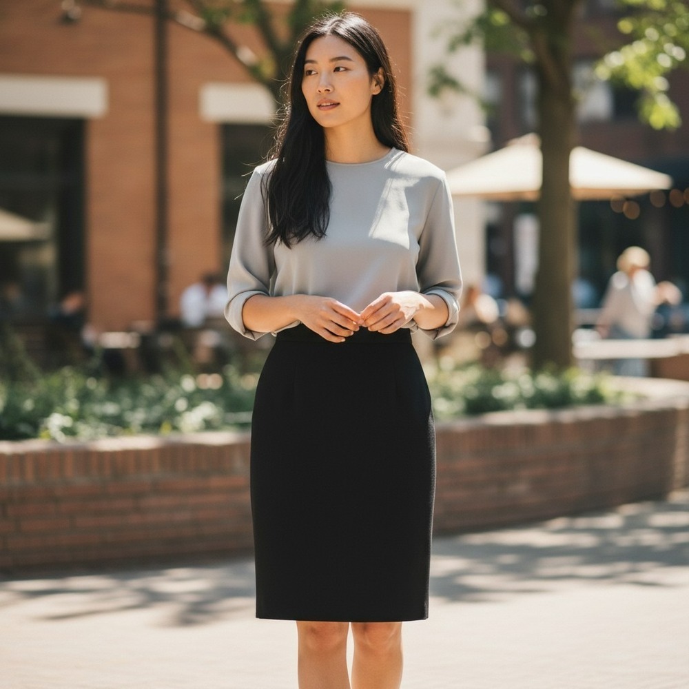 Narciso Rodriguez Black Wool Skirt | Zip Closure | Tailored | Size M